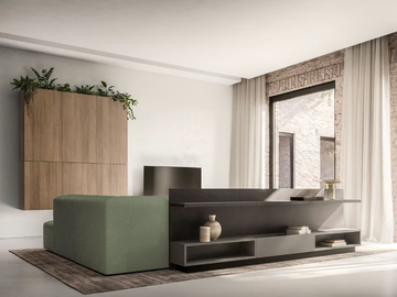 GREEN - Sectional wooden storage wall by Santalucia Mobili - view 3